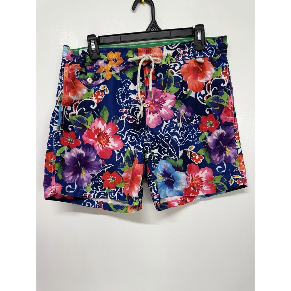 Men's Polo Ralph Lauren Colorful Graphic Swim Trunks  Floral Retro VTG Sz S